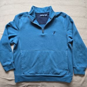 Nautica Blue Zip Up Sweater with Mock Collar